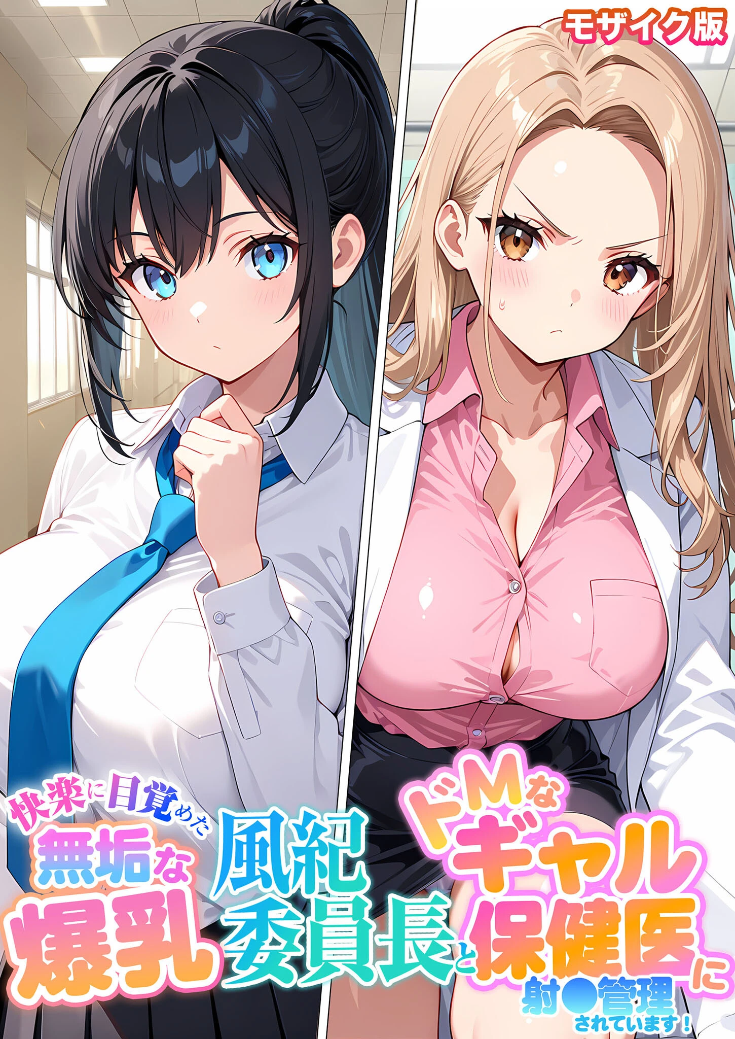 快楽に目覚めた無垢な爆乳風紀委員長とドMなギャル保健医に射●管理されています！ モザイク版