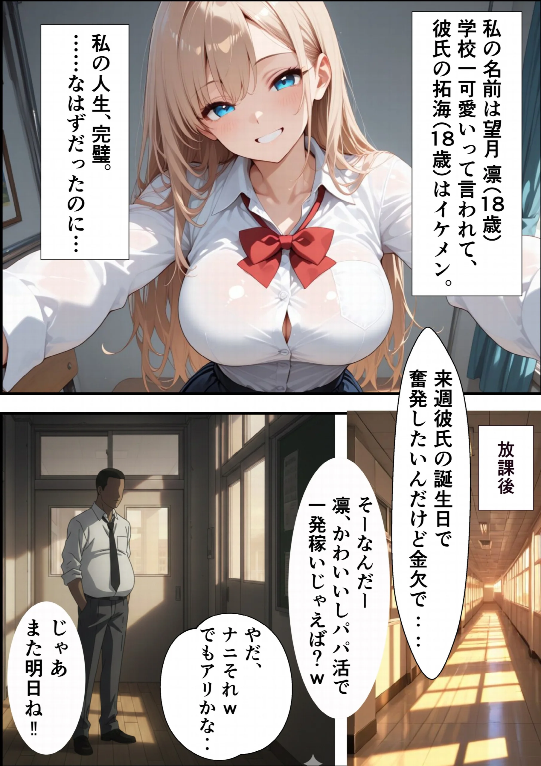 パパ活ギャル〜粗〇ンカレシじゃ届かない最奥までキモ教師のデカ〇ンでメス堕ち【白抜き修正版】