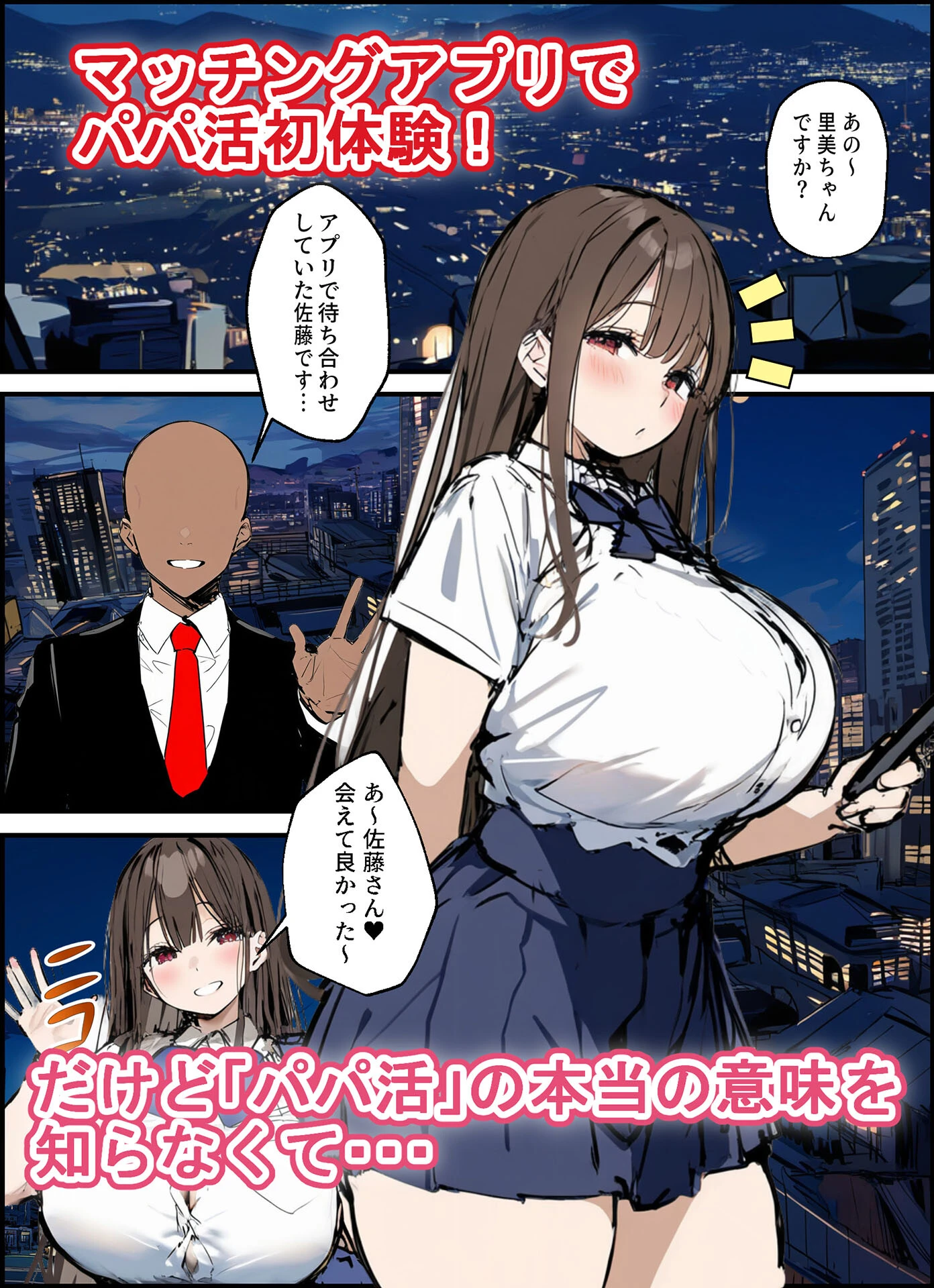 パパ活の意味を知らない天然ビッチ女子(1)モザイク版ページ3