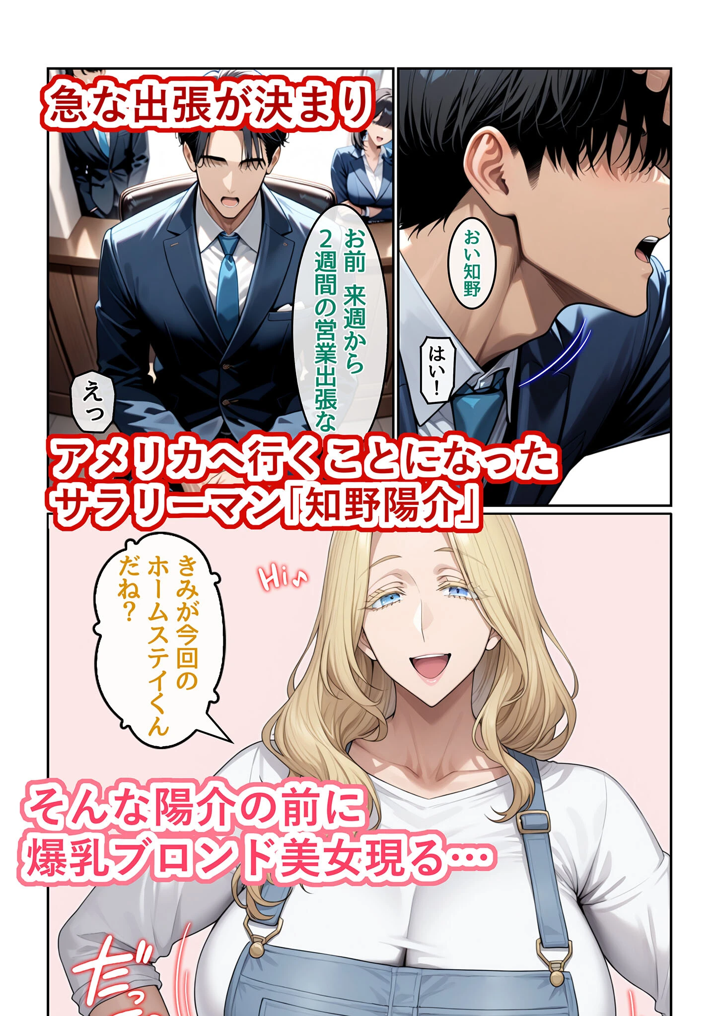 ホームステイ先の爆乳ブロンド美女に雌牛コスで誘惑されてイチャラブ種付け生活1 モザイク版ページ3