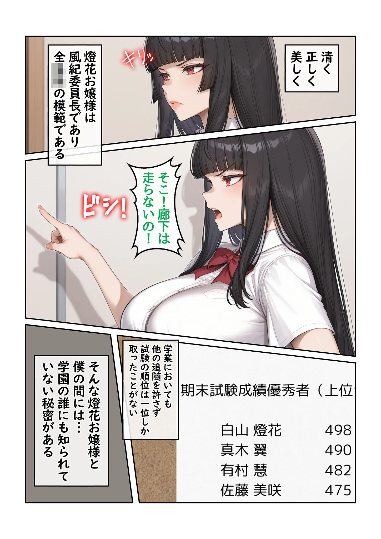 地味な執事の僕が学園一の美女とイチャラブ種付け性活 モザイク版ページ4