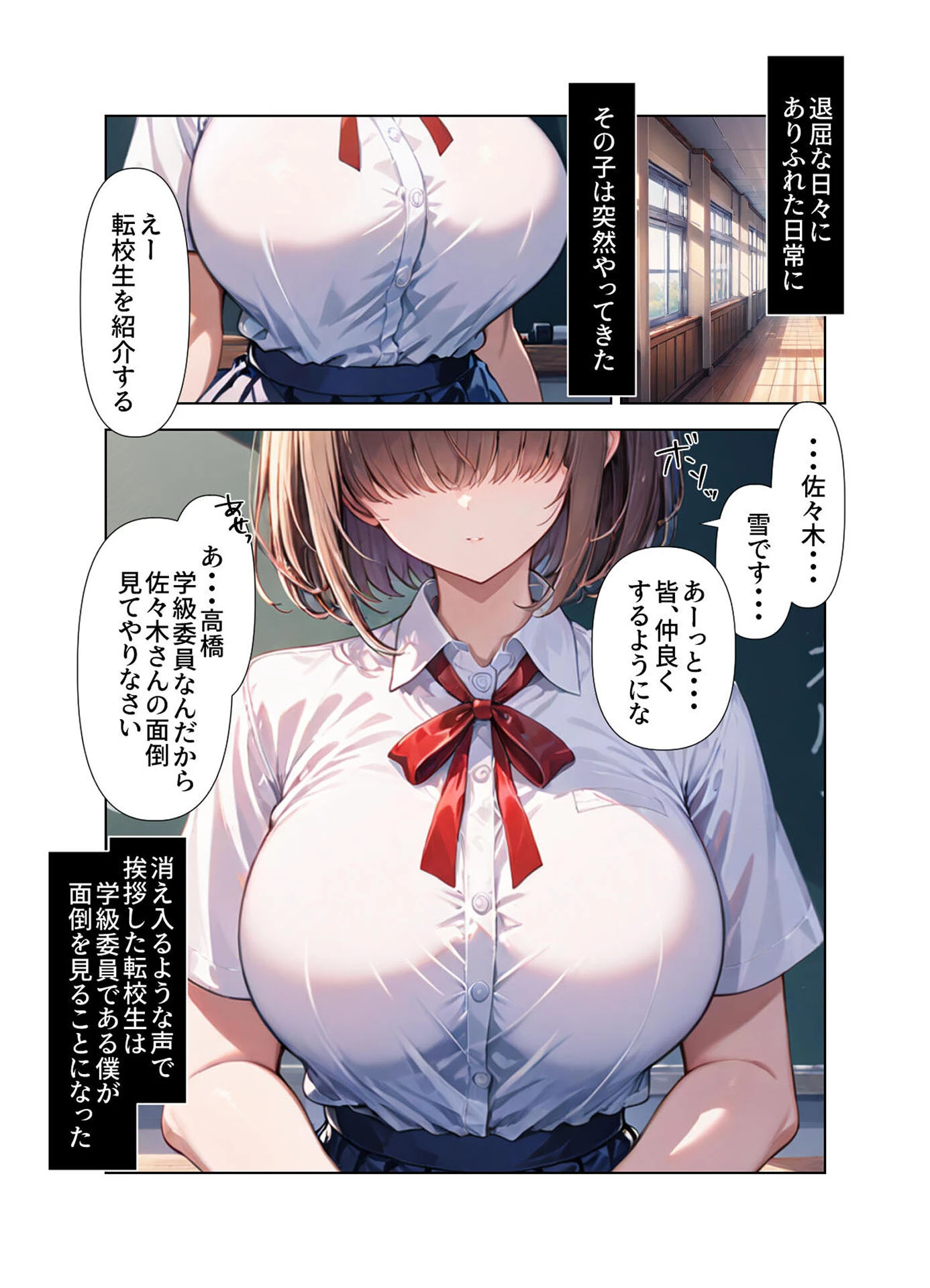 ヤリ●●達に目をつけられてしまった目隠れ巨乳転校生 モザイク版ページ3