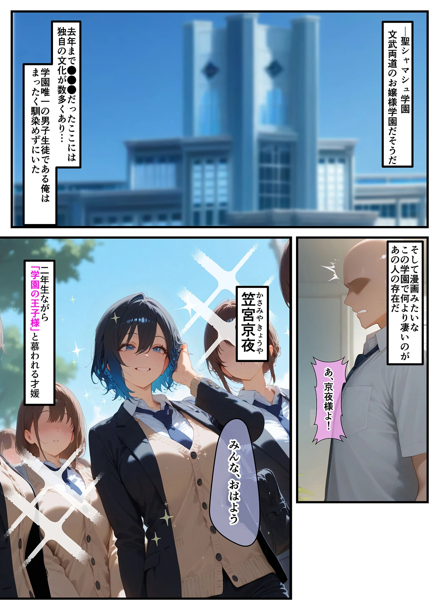 女学園の王子様♀の百合ハーレムの竿係になった モザイク版ページ5