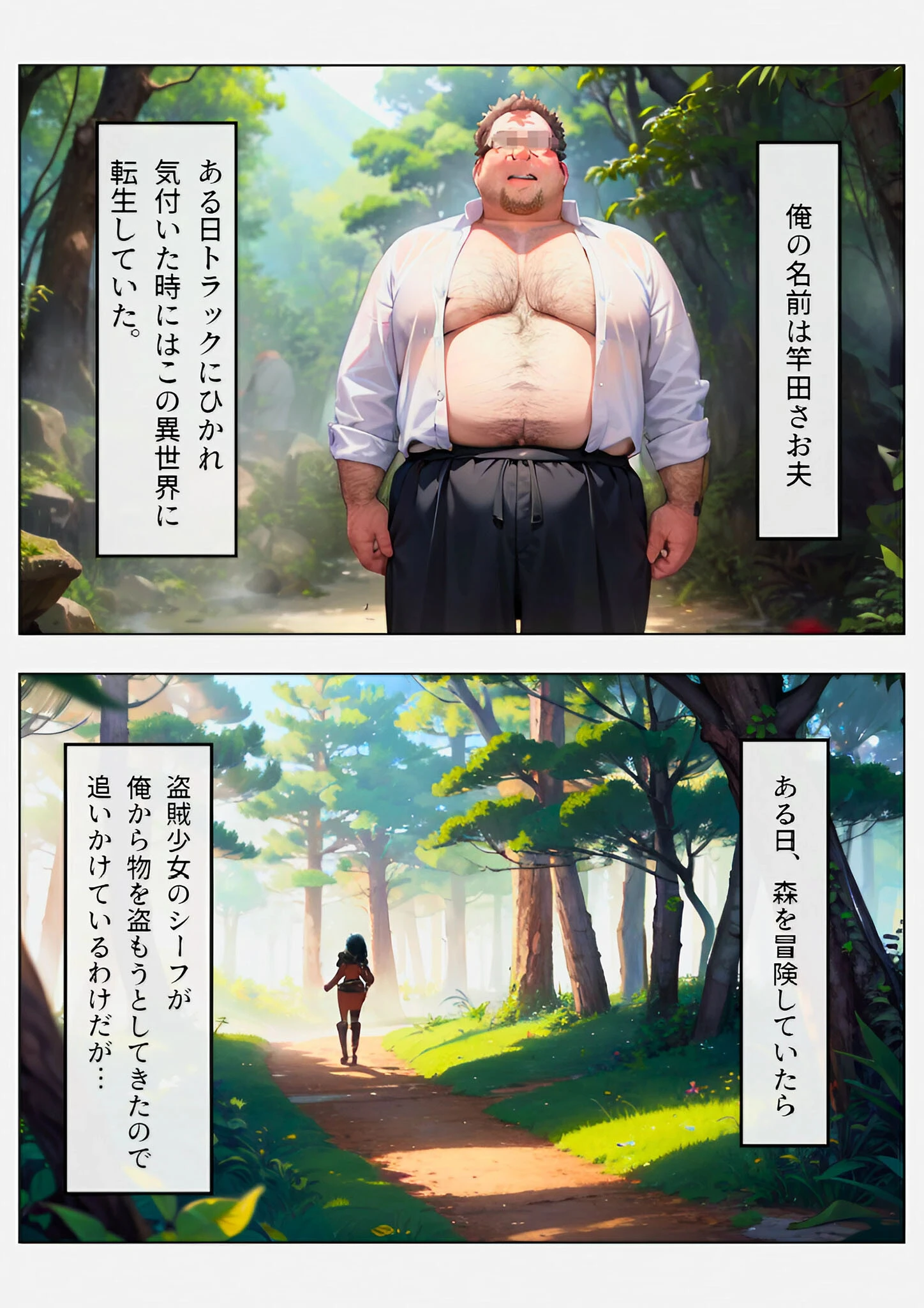 異世界転生した俺。褐色の盗賊女を捕まえてエロいお仕置きをした結果… モザイク版ページ3