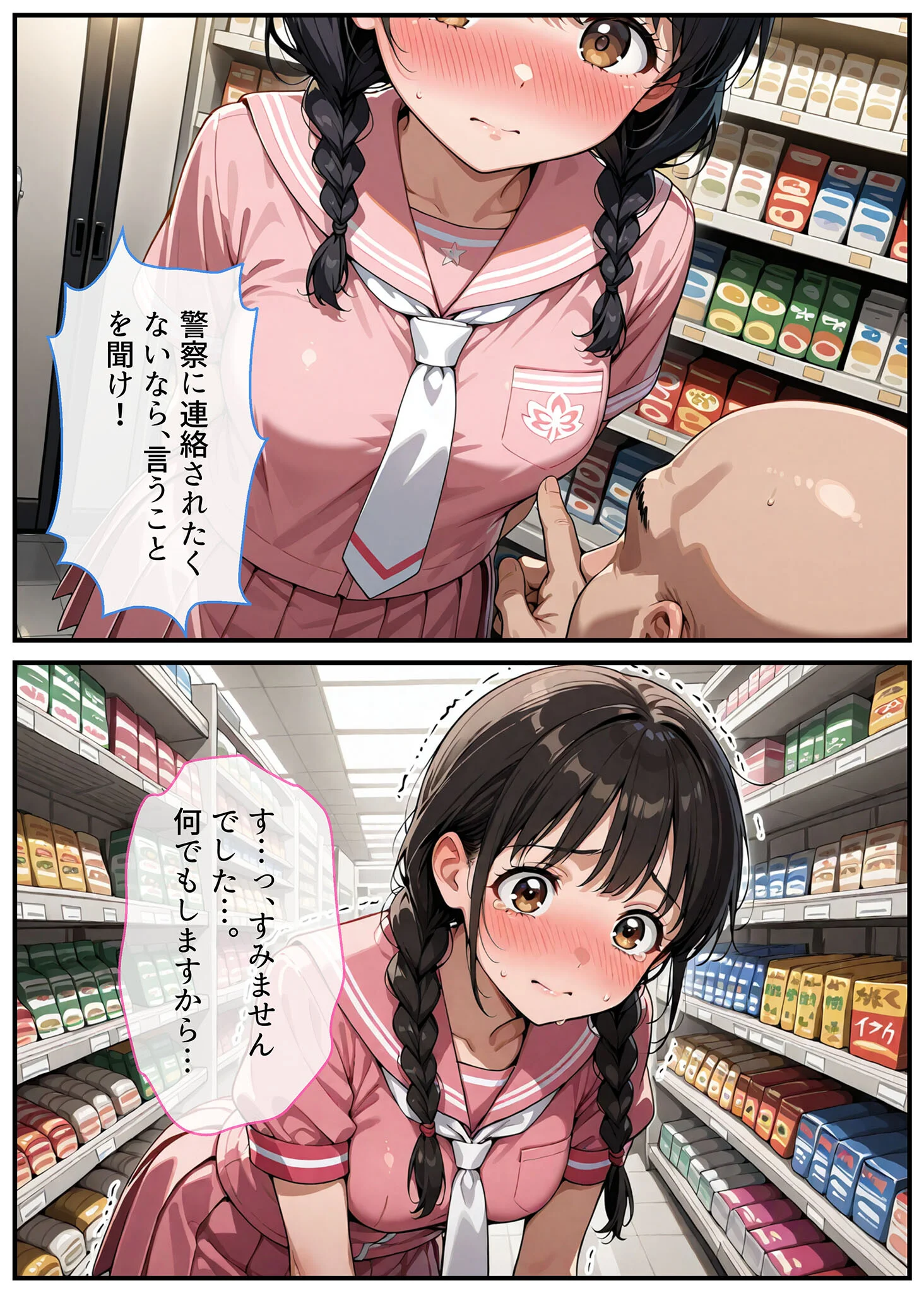 万引きセーラー服●●●●にスーパーの店長が中●しをした話 モザイク版ページ8
