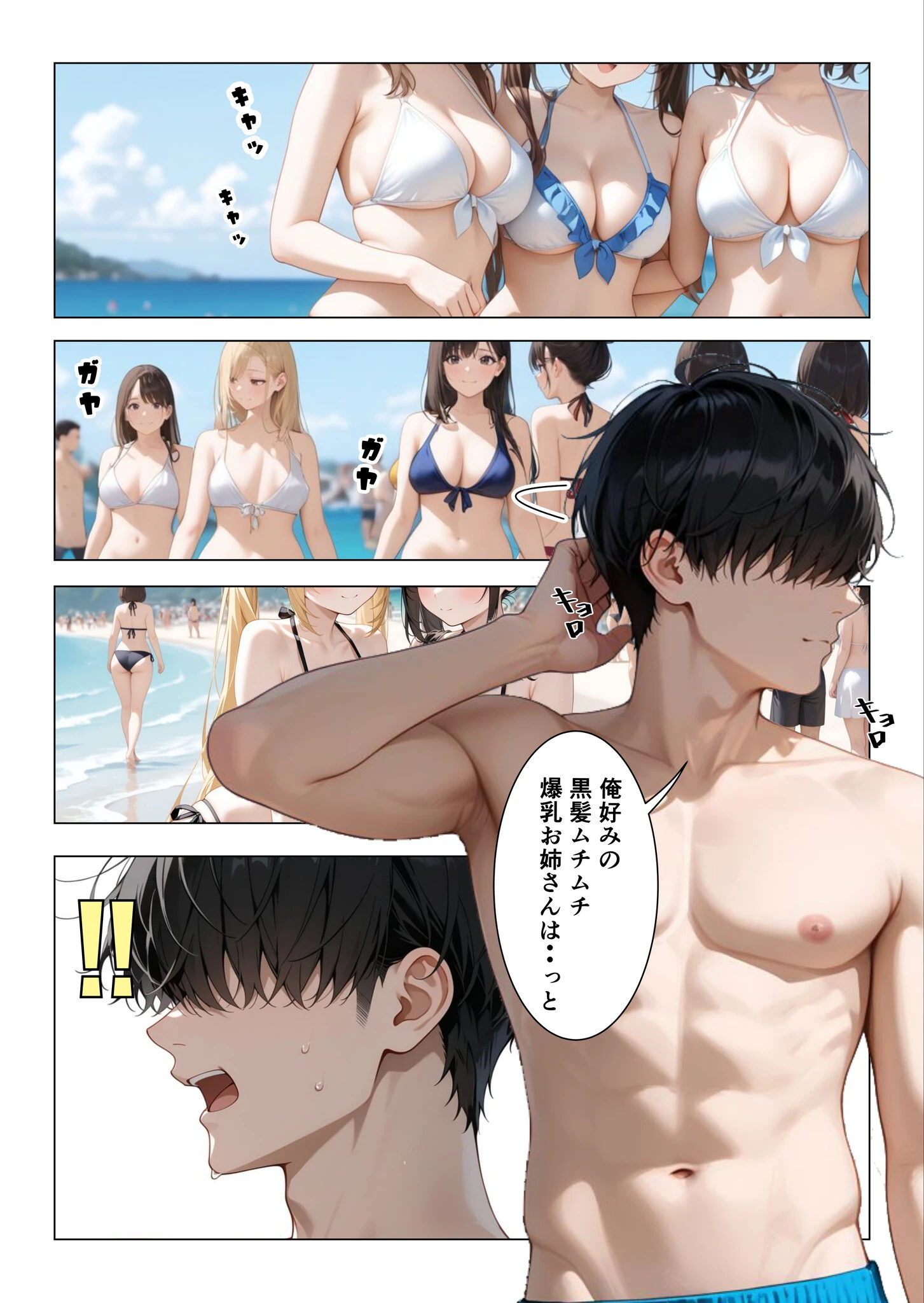 セックスビーチ〜彼女いない歴=年齢のバキバキ童貞オタクな俺がムチムチ爆乳お姉さんと海で濃厚セックスする話〜 モザイク版ページ7
