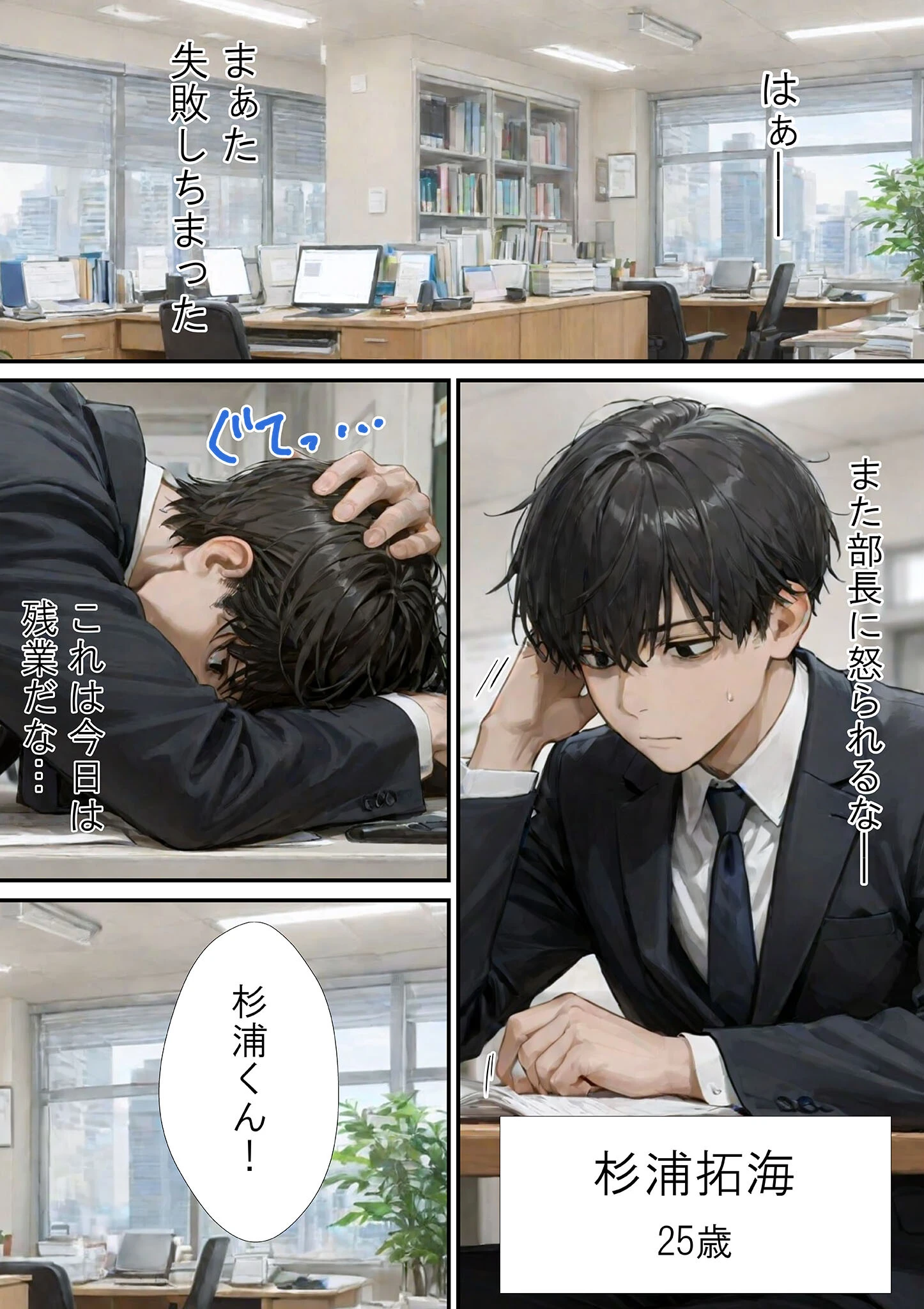 仕事で失敗ばかりの俺が人妻上司（48）と残業したら濡れ濡れセックス始まった話 モザイク版ページ3