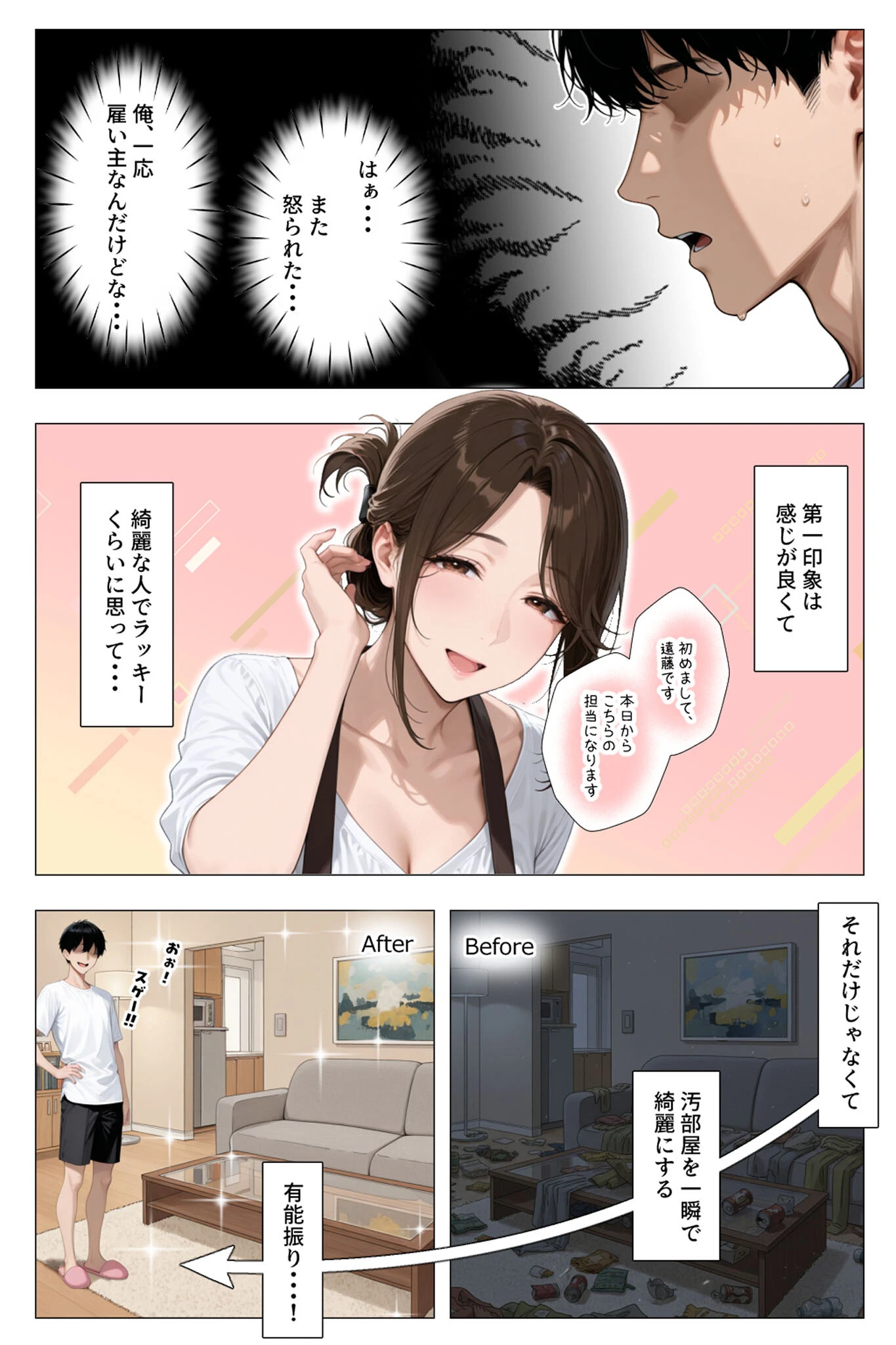 怒ってばかりの綺麗め家政婦さんが実は俺のパンツでオナニーするケツ穴大好き欲求不満ドスケベオバサンだった件(1) モザイク版ページ5