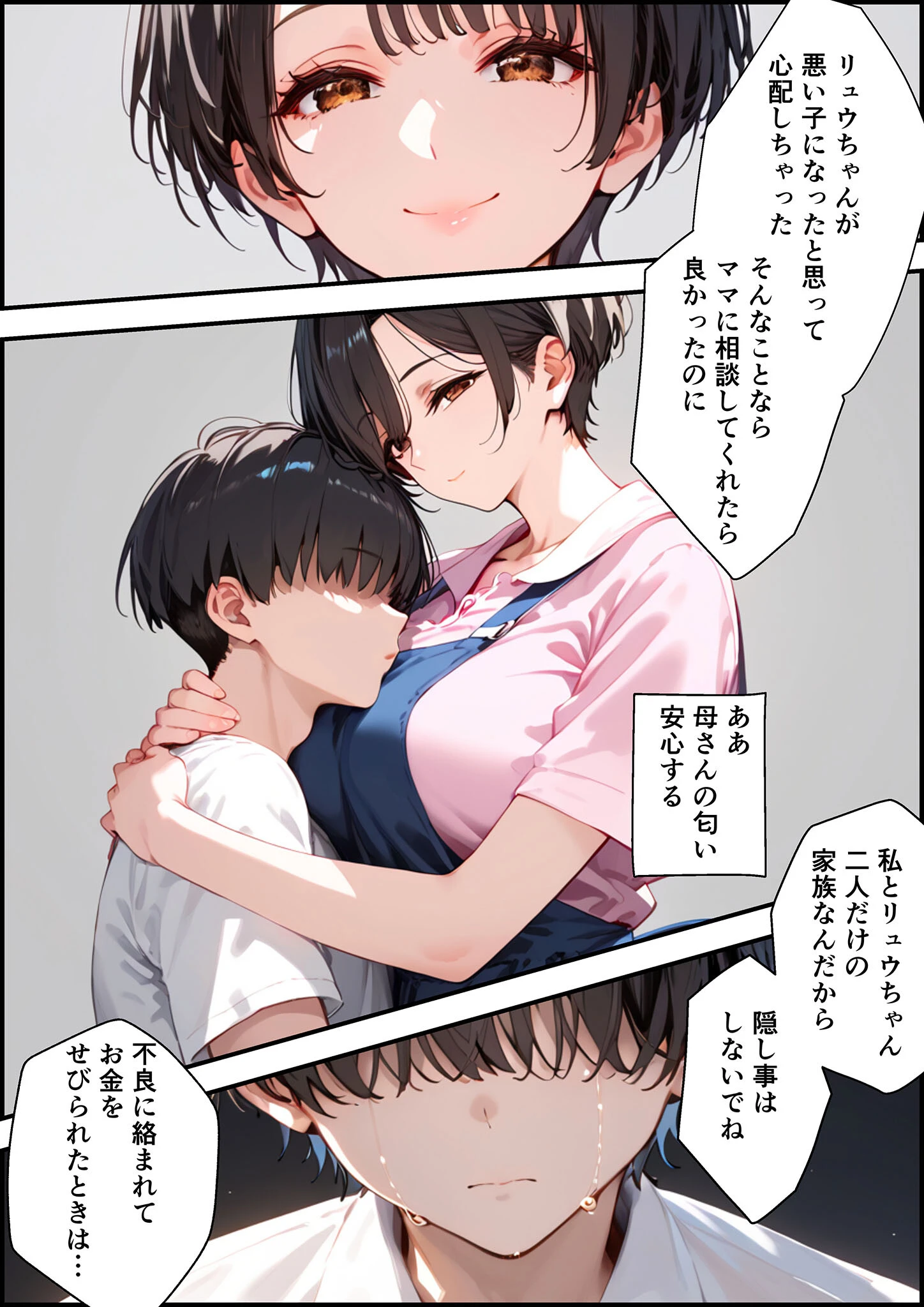 女手ひとつでボクを育ててくれた自慢の母がボクを守るためにいじめっ子の女になる話 1&2 モザイク版ページ9