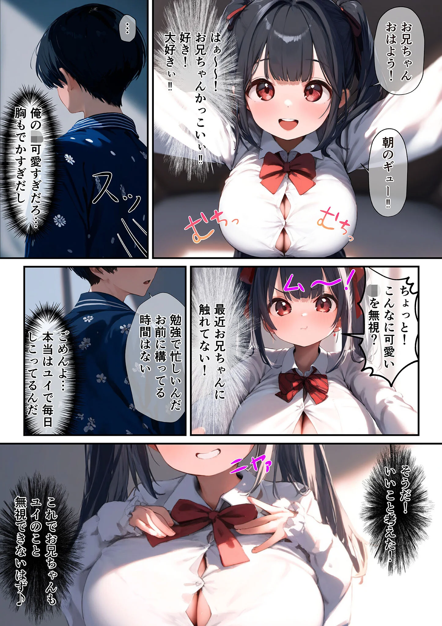 巨乳義妹が頑張って小悪魔誘惑してくる話 モザイク版ページ4
