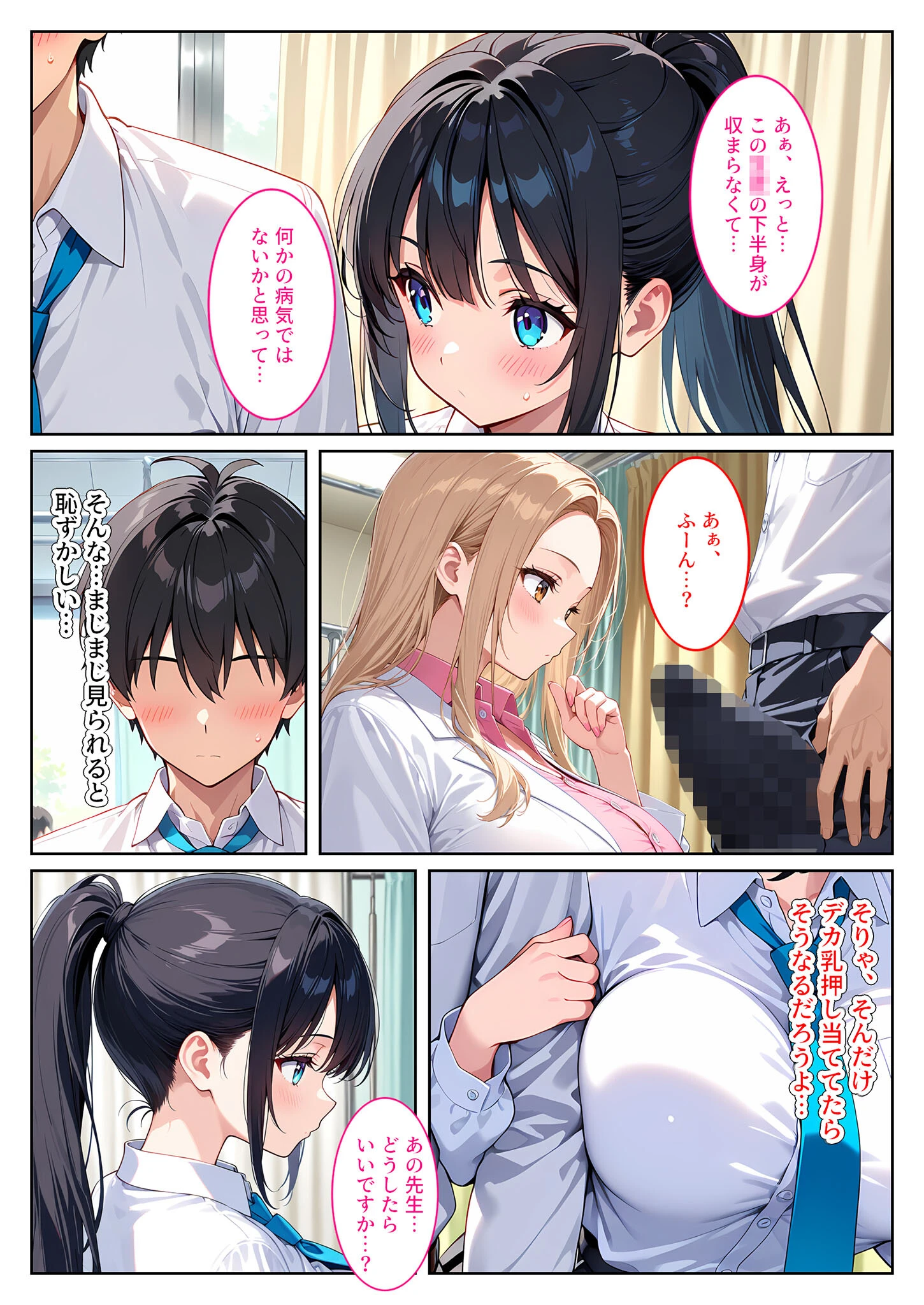 快楽に目覚めた無垢な爆乳風紀委員長とドMなギャル保健医に射●管理されています! モザイク版ページ11