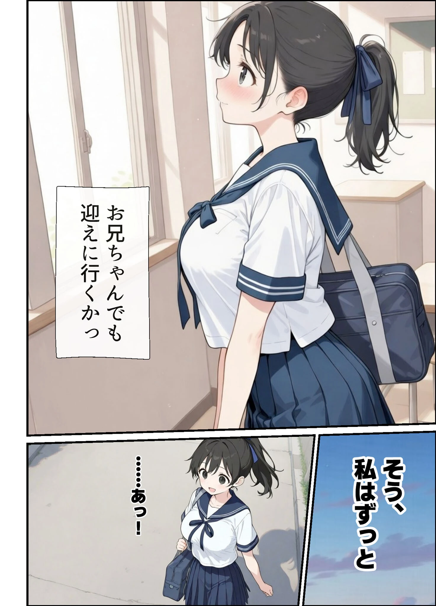 純粋清楚義妹のブラ透け事件から、学園で家でと連続甘々中●し懇願SEXした話 モザイク版ページ12
