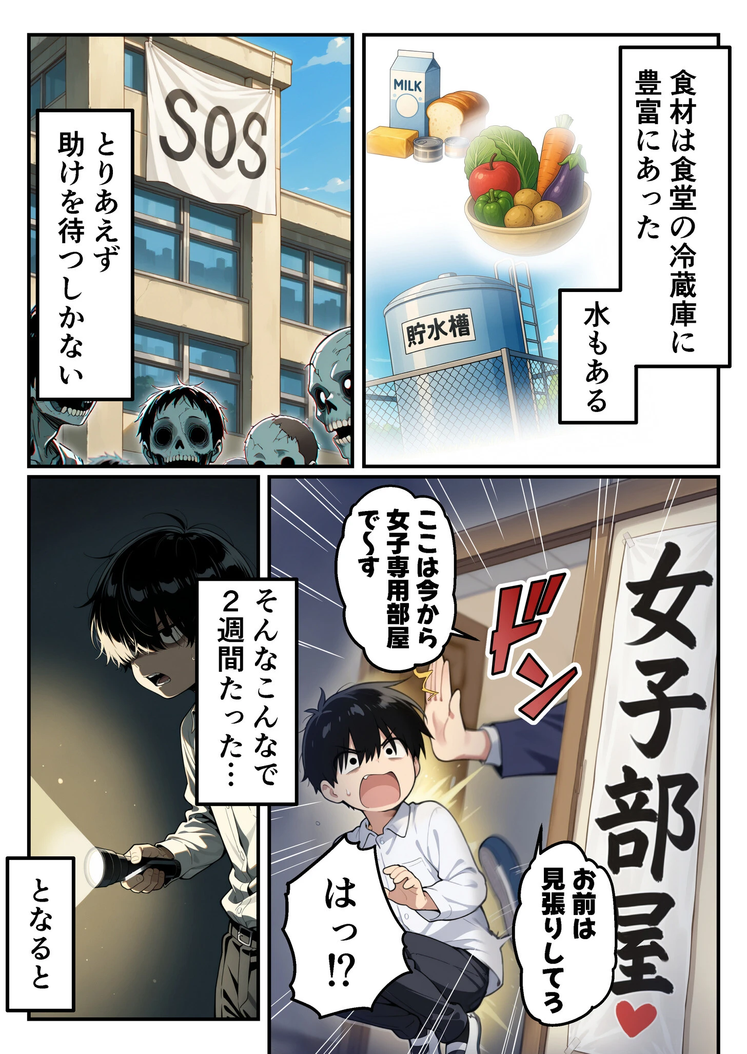 ゾンビに支配された学園で冴えない童貞のオタク君が少女たちの救世主になる話（1）ページ13