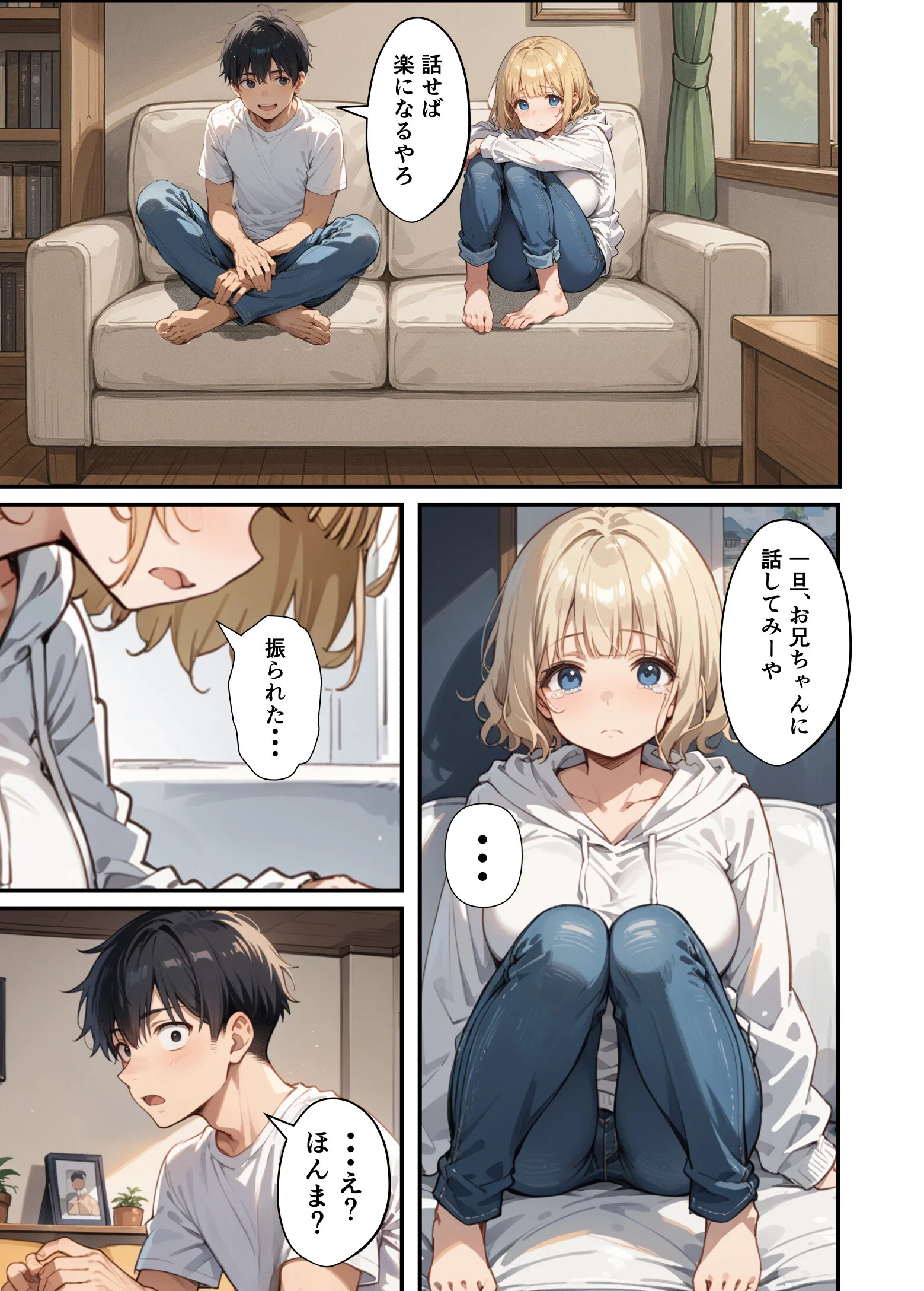 可愛い妹が失恋したので慰め上書き中出しセックスした話 モザイク版ページ9