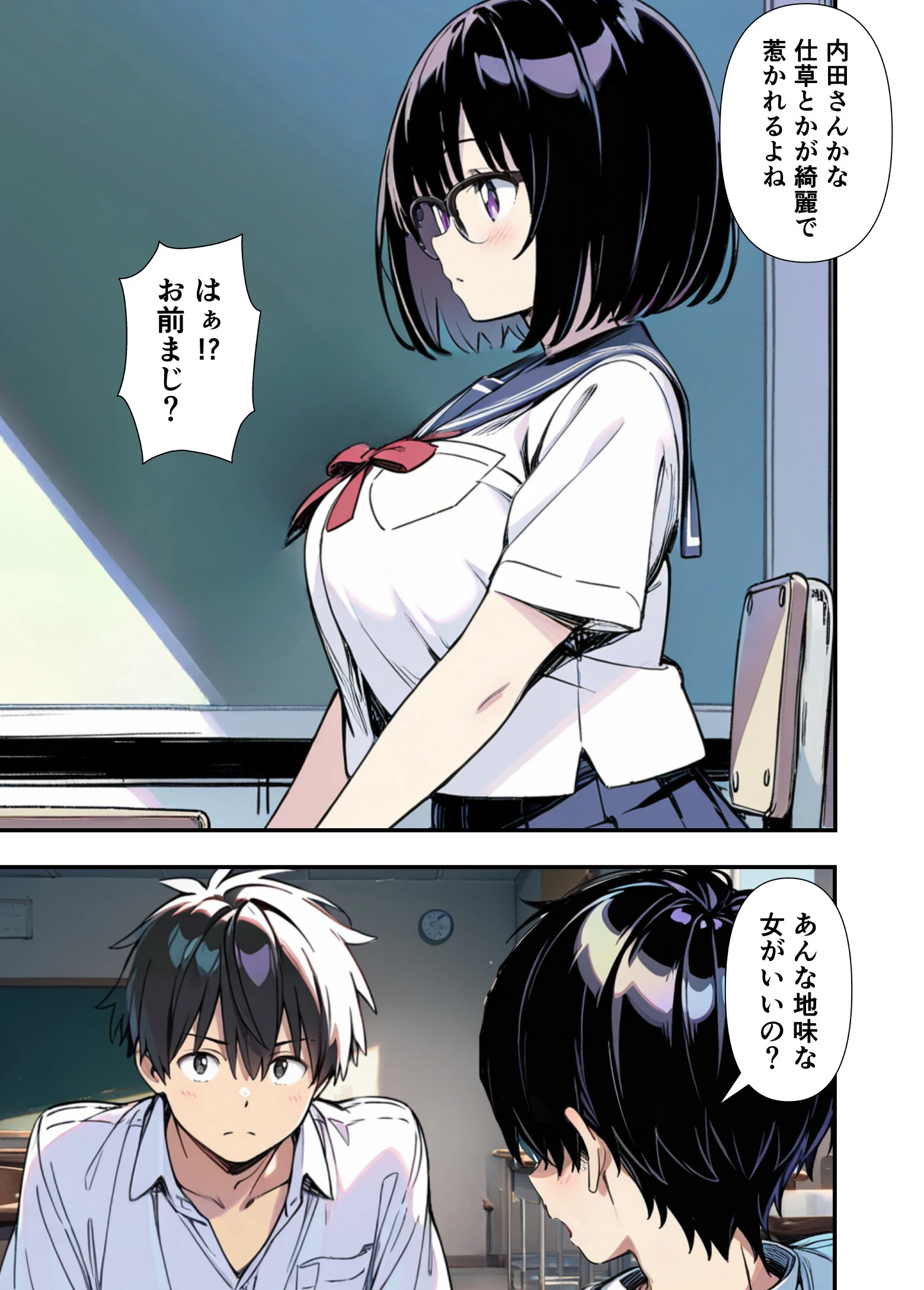 爆乳地味メガネが好きな男に沼パイを使って告白しそのままエッチする話 モザイク版ページ3