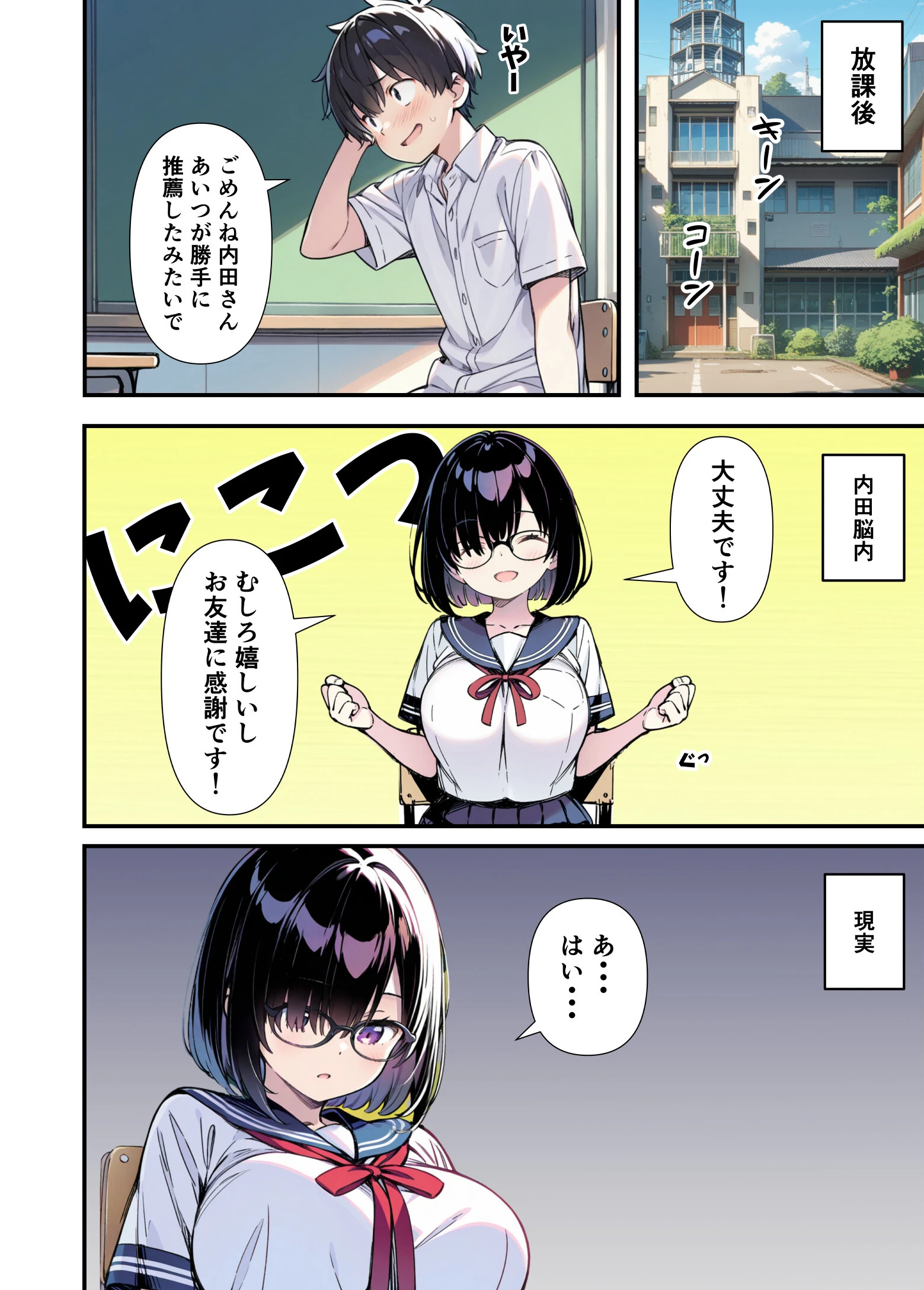 爆乳地味メガネが好きな男に沼パイを使って告白しそのままエッチする話 モザイク版ページ8