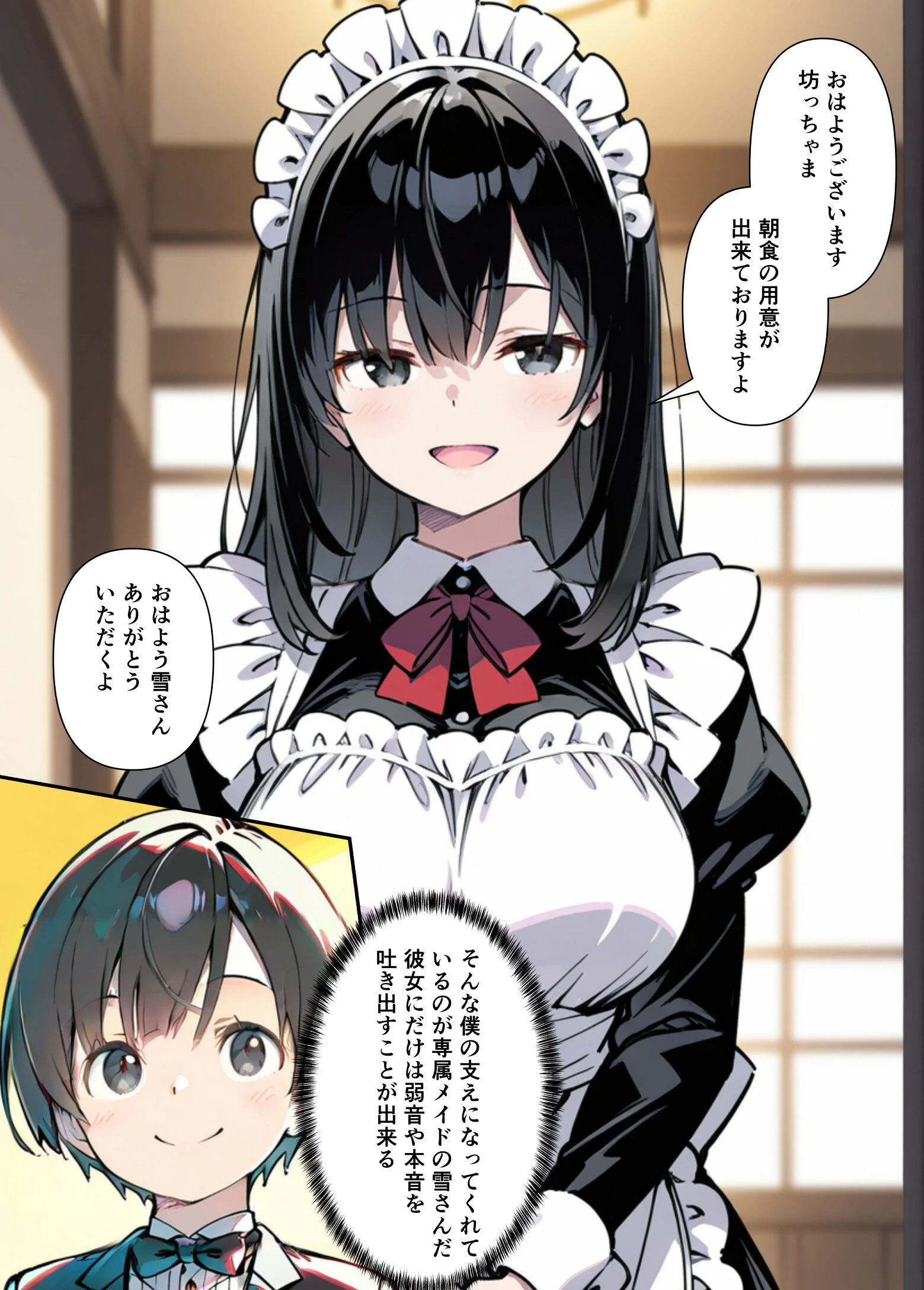 巨乳専属メイドにえっちな英才教育される話 モザイク版ページ2