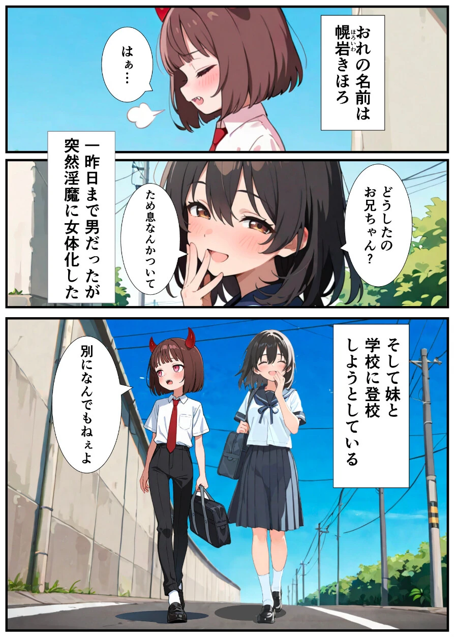 突然淫魔に女体化した俺が学校で初めてセックスする話ページ4