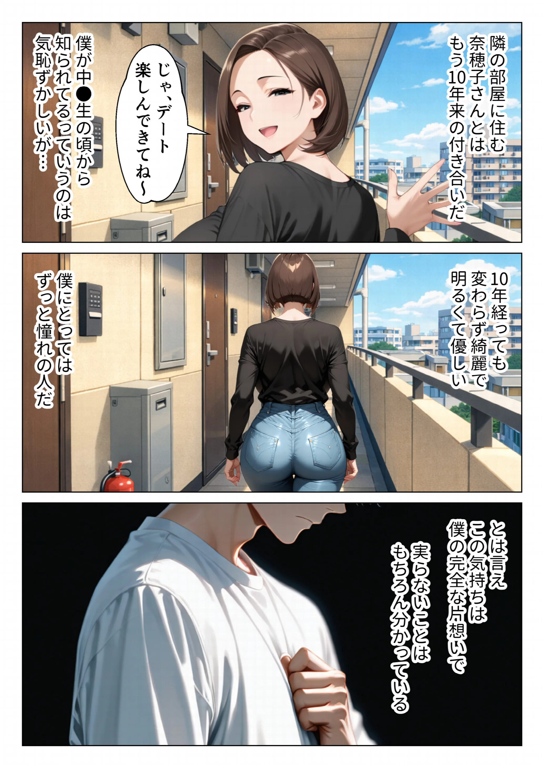 僕のデカチンコンプレックスを克服するため隣家のむちむち人妻と本気セックスします！ページ4