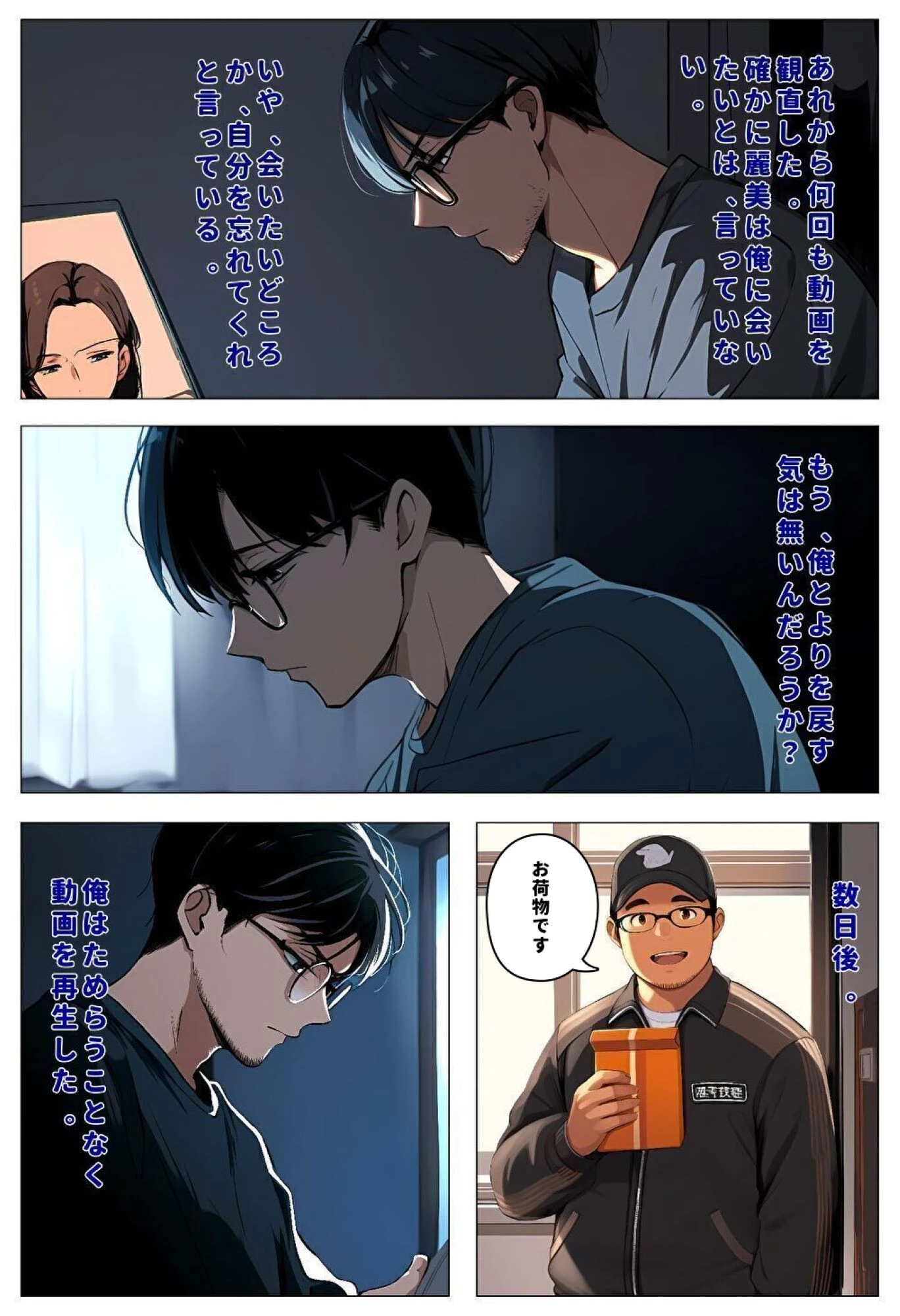 間男の提案に乗って不倫現場を目撃したら、最愛の妻が土下座してセックスのお願いをした。後編ルート1「寝取られビデオレター編」ページ12