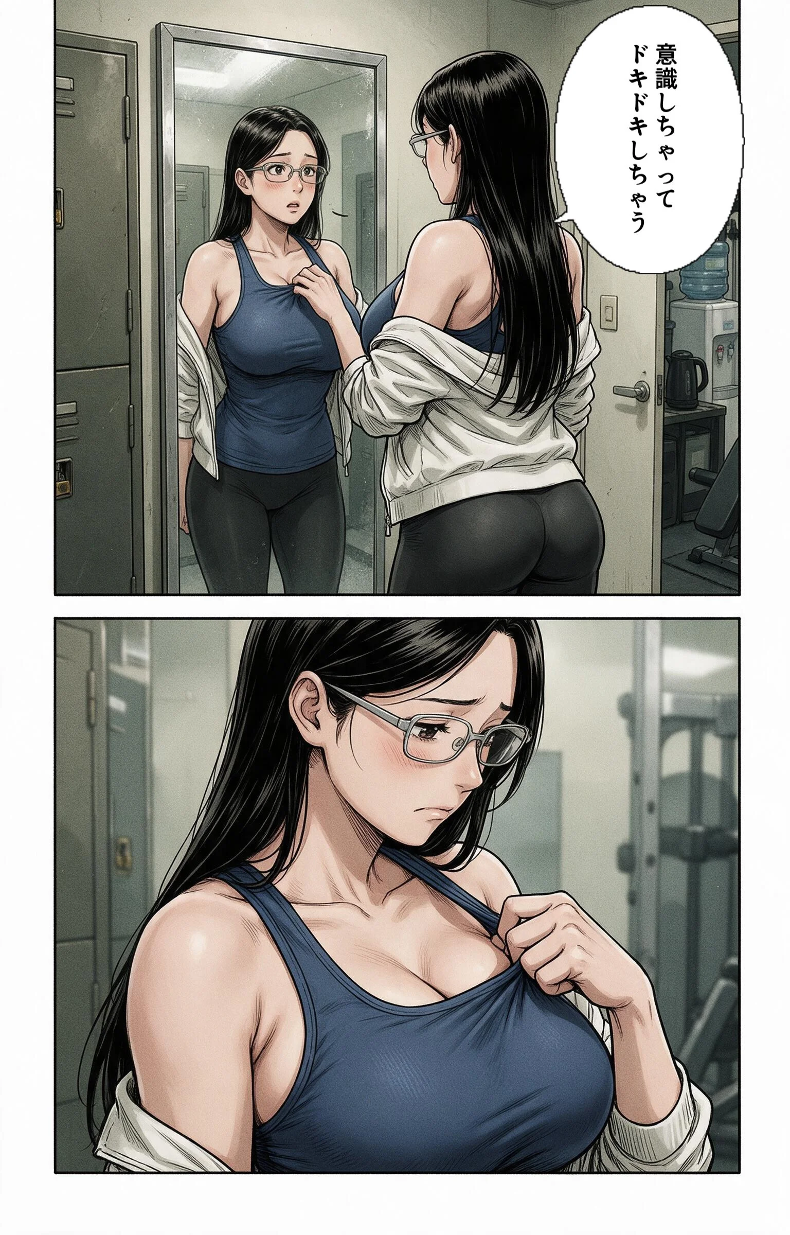 無防備すぎる巨乳ジムのお姉さんに給湯室で呼び止められたら上に跨がられて搾られた話ページ8