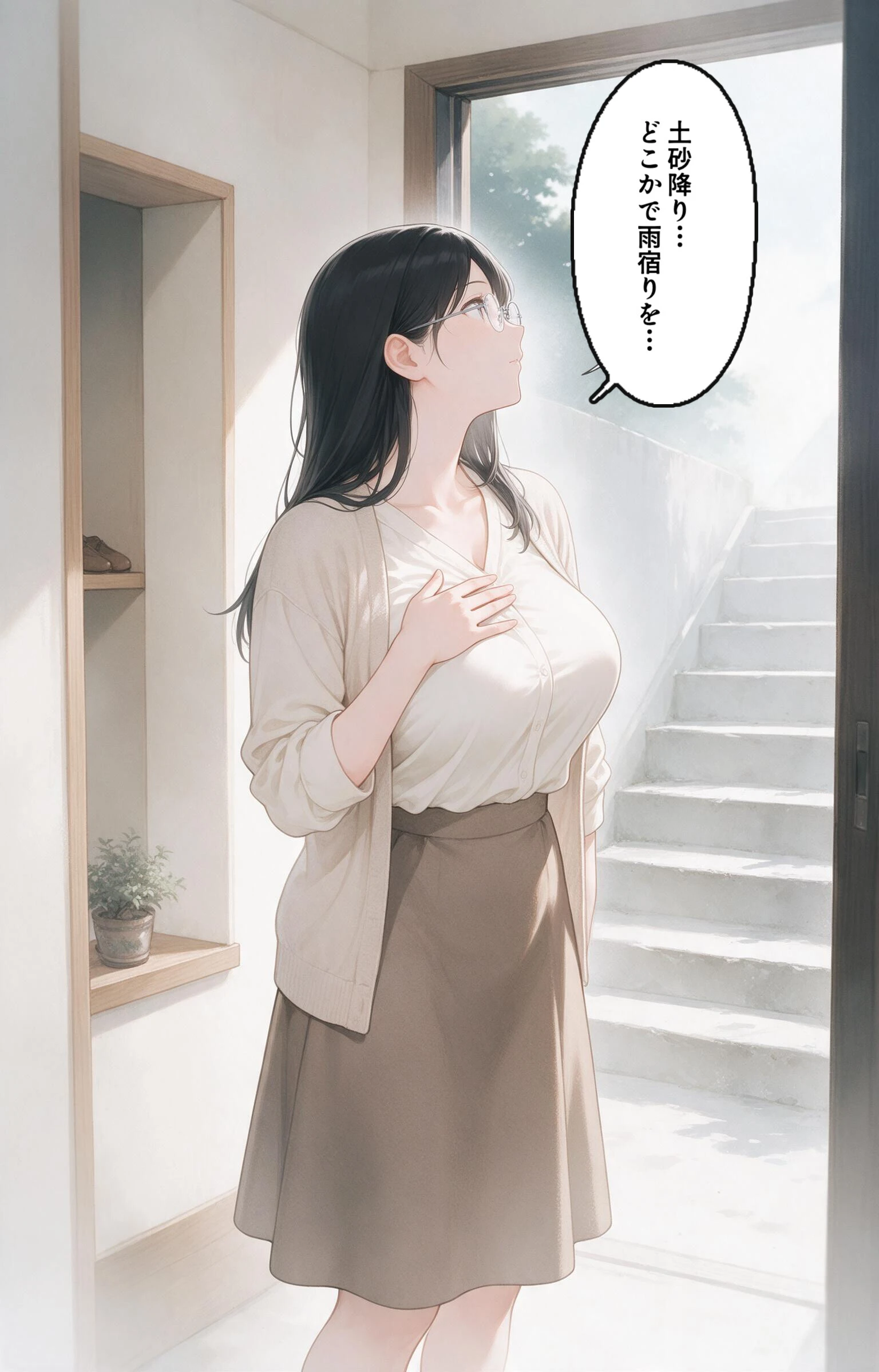清楚だと思っていた巨乳人妻大家を土砂降りの雨宿りで匿ったら欲求不満でビッチビチだった話ページ7