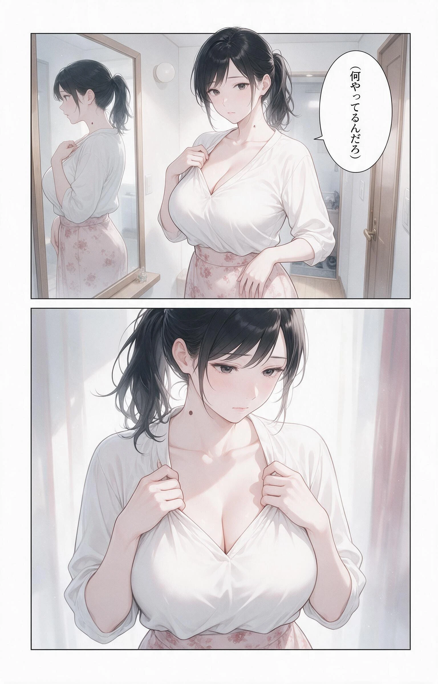欲求不満な爆乳隣の奥さんを玄関先で抱きとめたら我慢できずに求めてきた話ページ8