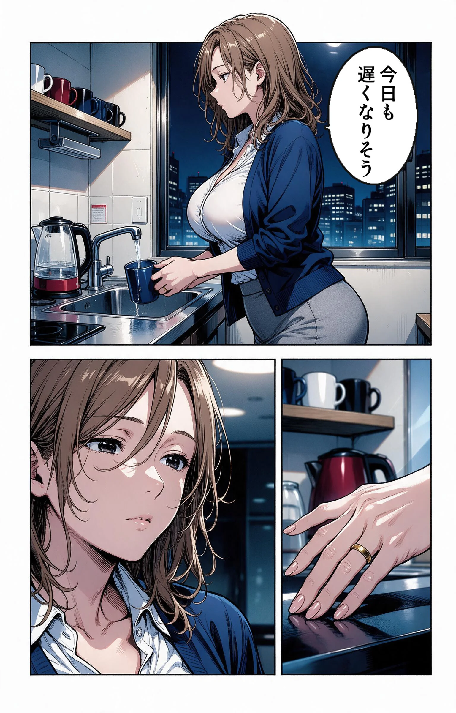 お堅いと思ってた巨乳人妻の先輩に給湯室で呼び止められたら無言で咥えられた話ページ2