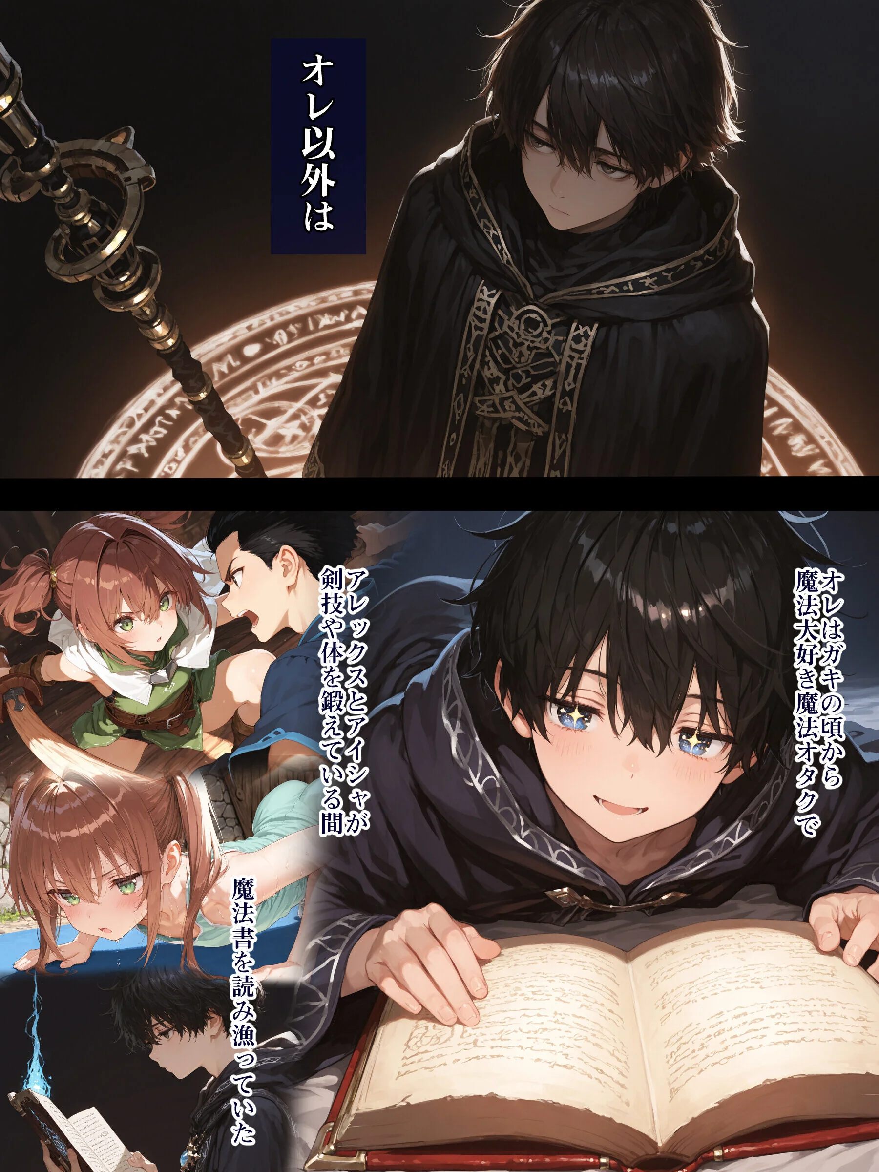 幼馴染冒険者パーティーのお荷物魔法使いオレ 失われた高等魔法スリープを覚えて皆にようやく恩返し!と思ったけど性欲を抑えきれずパーティーメンバーのすやすやえっちに使ってしまう◆ページ12