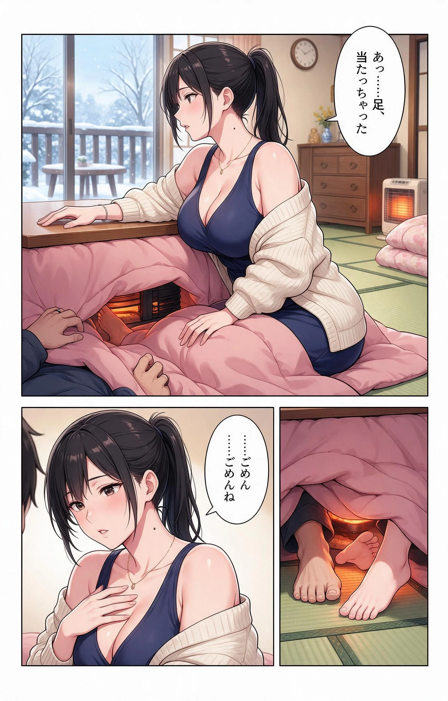 甘え上手な爆乳義妹と炬燵で足が触れたら甘えたい盛りでベタベタだった話ページ9