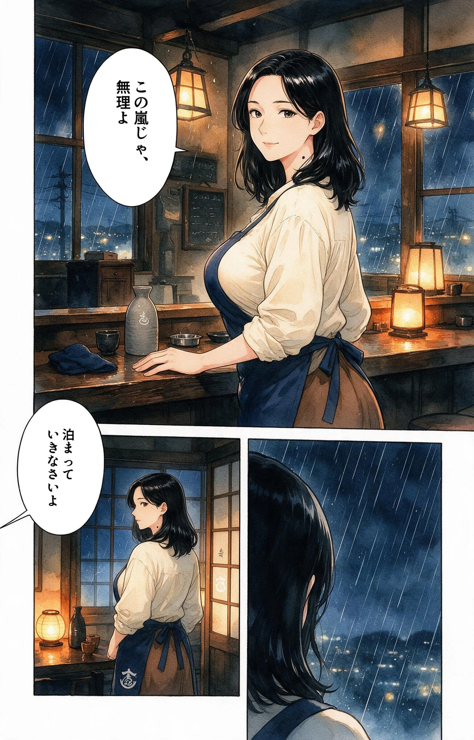 甘え上手なおっぱいの大きい居酒屋の女将さんの家に台風で泊まったら一晩だけって抱きしめられた話ページ9