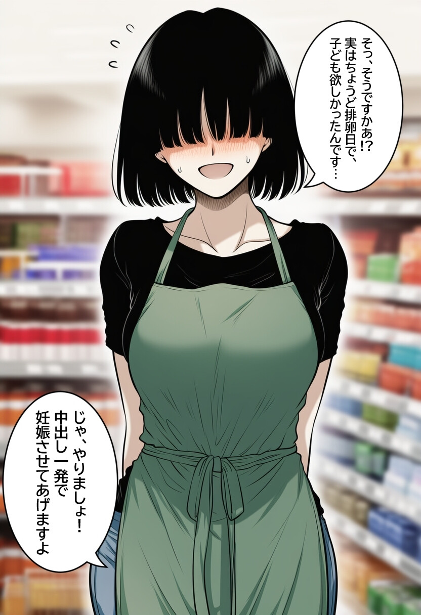 メカクレママを孕ませたい！メカクレ巨乳ママに無責任中出ししまくって孕ませる話。 モザイク版ページ6