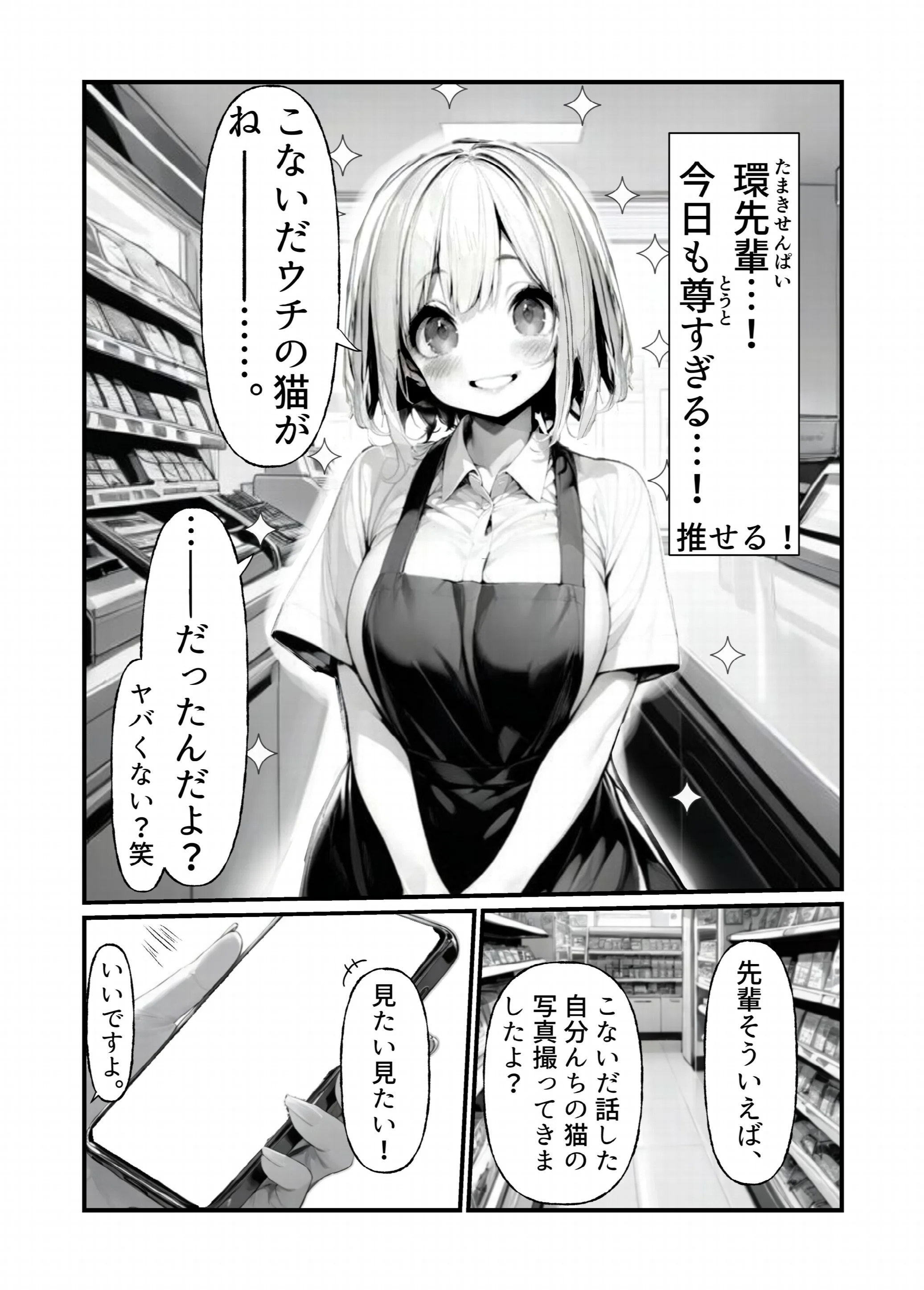 バイト中に 推しの先輩とこっそりエッチした話1ページ7