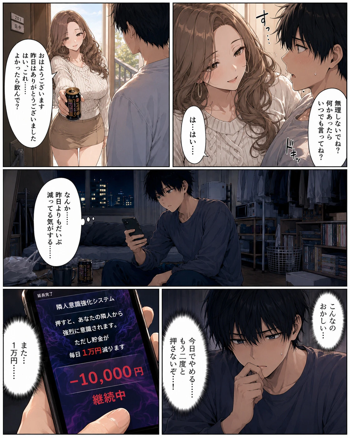 押すたび、1万円消えるボタン…その度に隣の人妻が誘惑してくる。ページ5