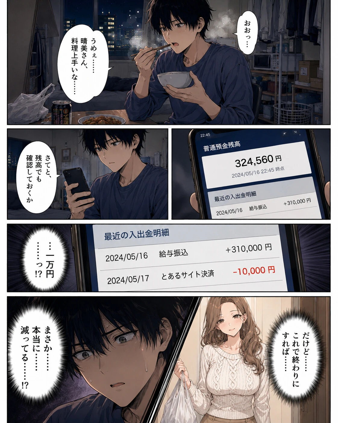 押すたび、1万円消えるボタン…その度に隣の人妻が誘惑してくる。ページ6