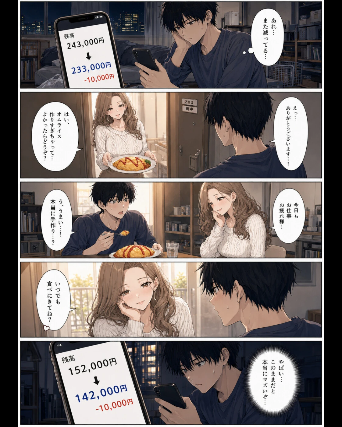 押すたび、1万円消えるボタン…その度に隣の人妻が誘惑してくる。ページ11