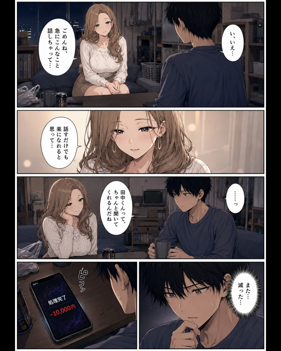 押すたび、1万円消えるボタン…その度に隣の人妻が誘惑してくる。ページ13